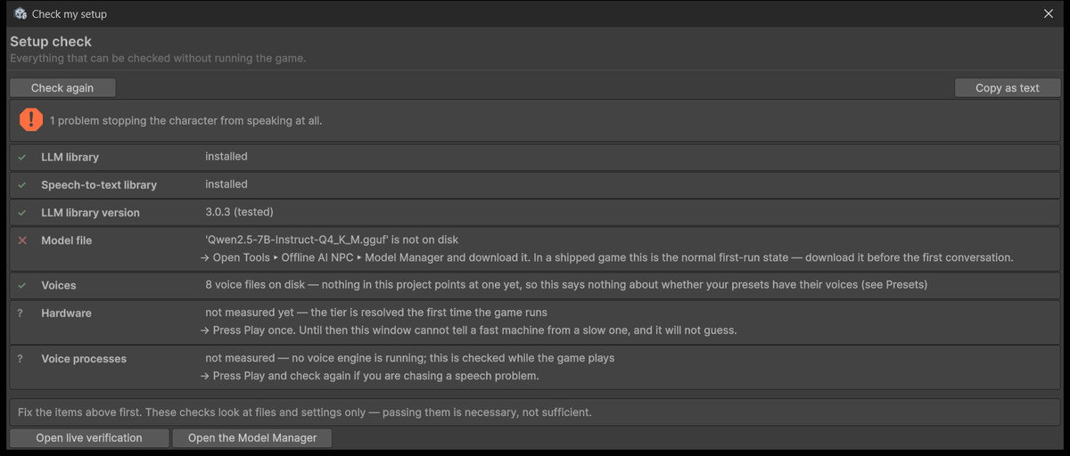 Offline AI NPC