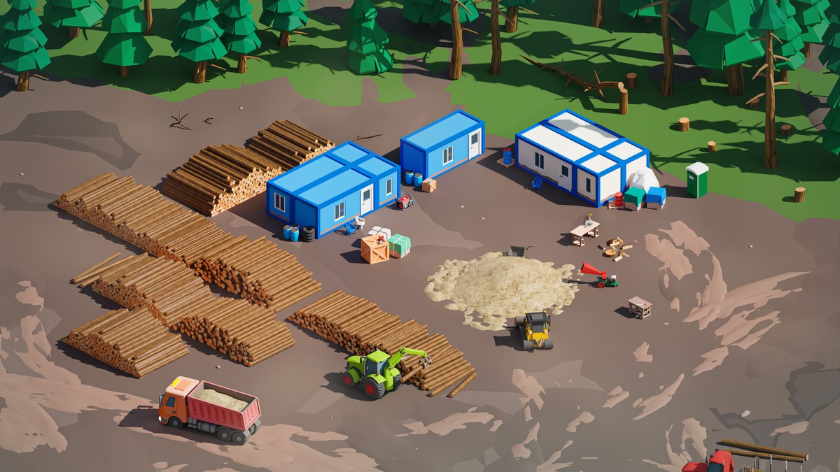 Logging Facility - Low Poly 3D Models Pack