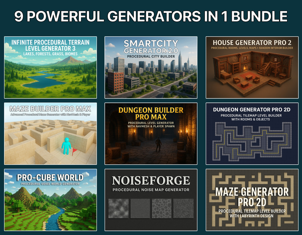 Procedural World-Level Generator Pro - Cities, Terrain, Maze, Dungeon Builder