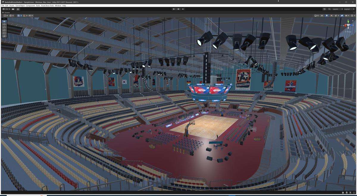 Basketball Arena Stadium Interior - Modular Environment 3D Level