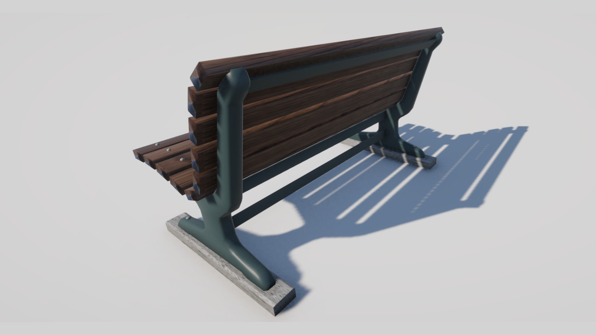 Wooden Park Bench – Game Ready 3D Model