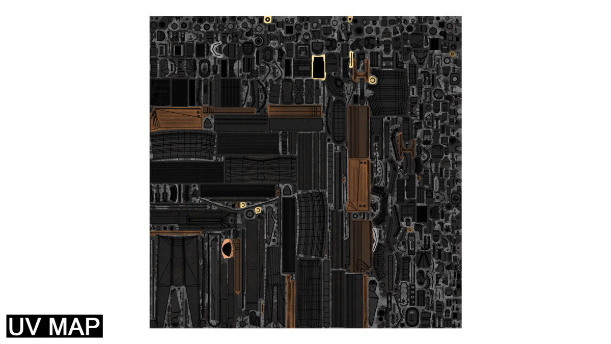 Machine Gun 13 Wood Handle URP HDRP Textures