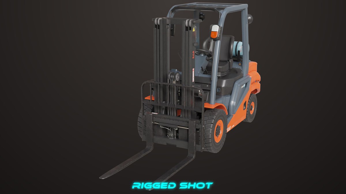 Forklift Truck 02 Orange URP HDRP Textures