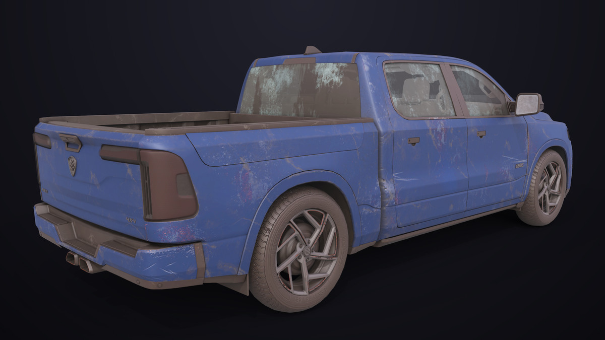 Pickup Truck 03 Blue Dusty URP HDRP Textures