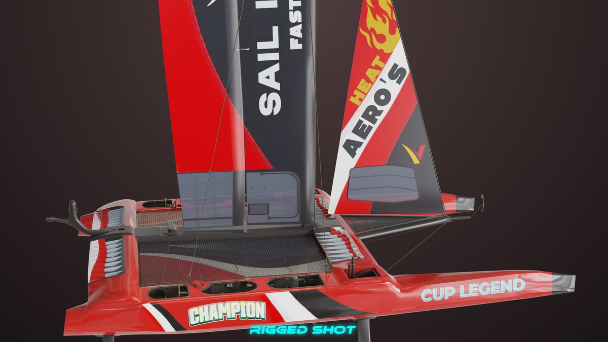 Yacht Hydrofoil Sailing Boat 02 Black URP HDRP Textures