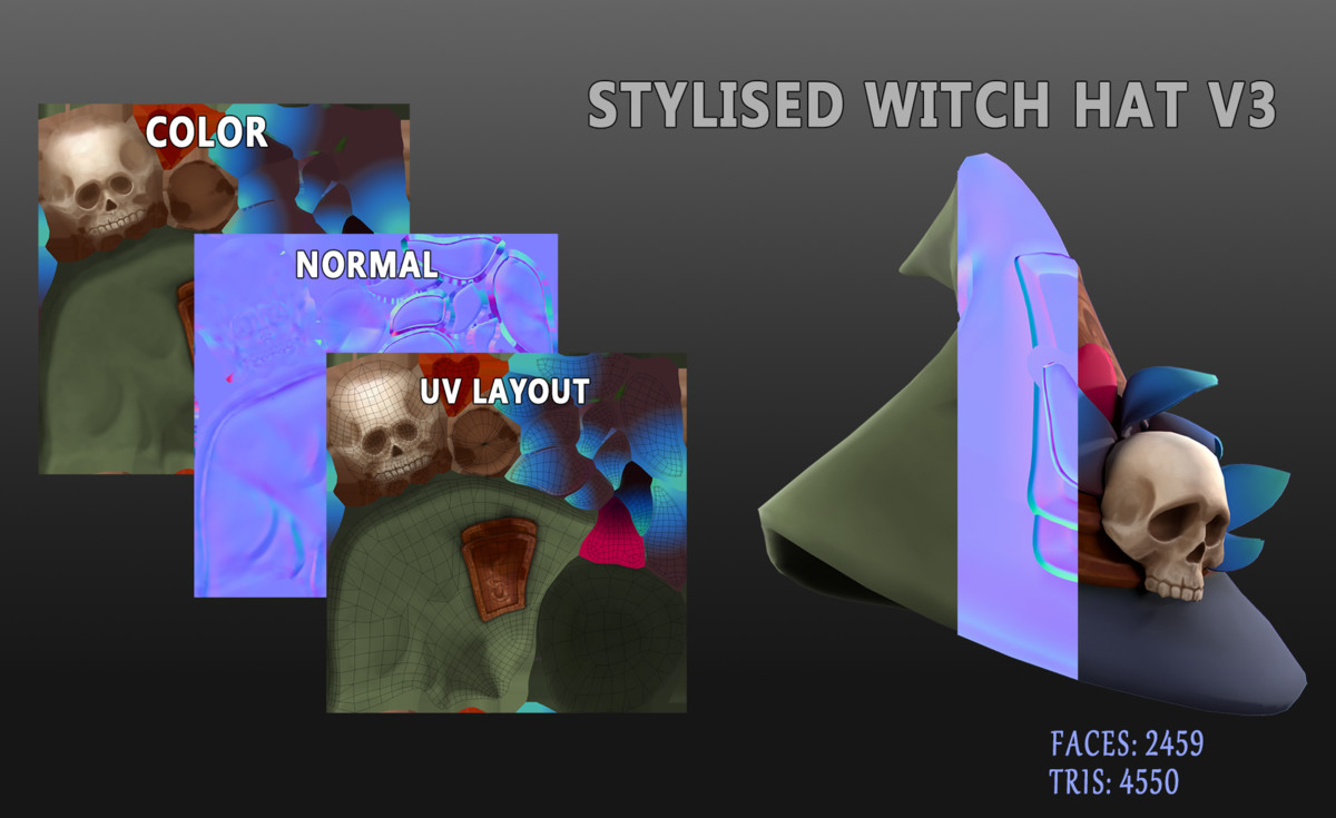 Stylized Magic Hats l Game Ready l Handpainted