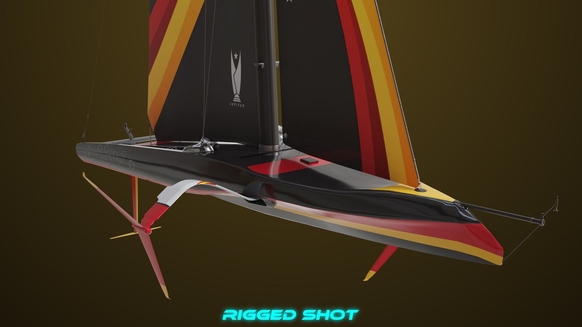 Yacht Hydrofoil Sailing Boat 01 Black URP HDRP Textures