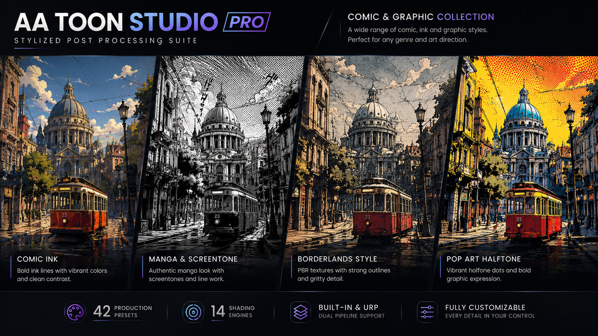 AA Toon Studio Pro — Stylized Post Processing & Toon Shader System