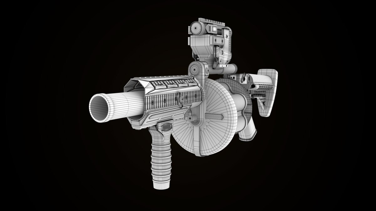 6 Grenade Launcher Black URP HDRP Textures