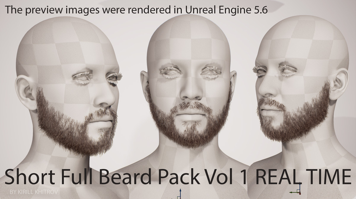Short to Medium Boxed Beard Growth Pack Vol. 1 - 5 Real-Time Facial Hair Styles