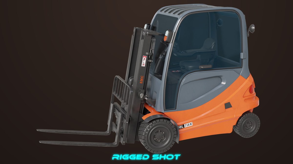 Forklift Truck 01 Orange URP HDRP Textures