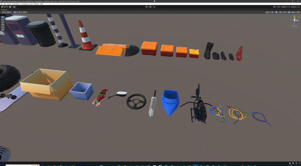 Lowpoly Stylized Street Garbage, Junk, Trash and Waste Set - 328 gameready props
