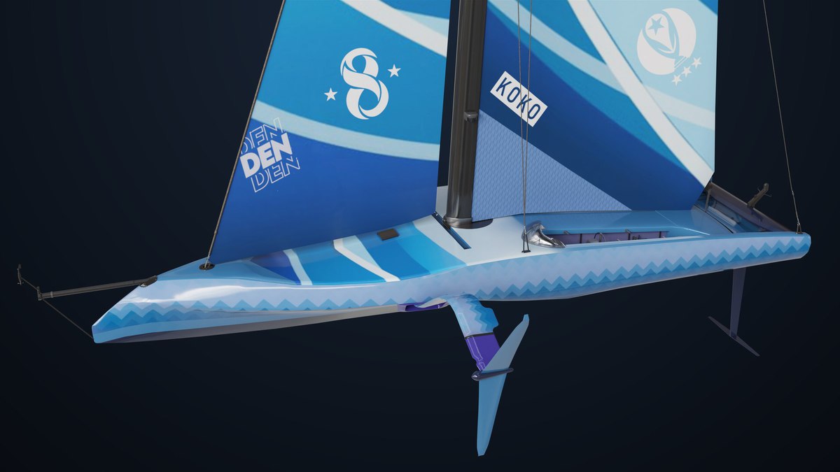 Yacht Hydrofoil Sailing Boat Blue URP HDRP Textures