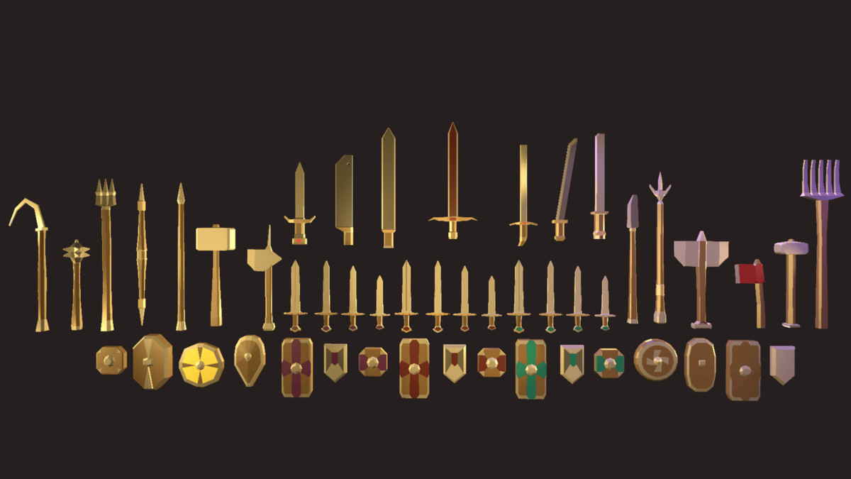Emberfall – 40 Stylized Low Poly Weapons & Shields