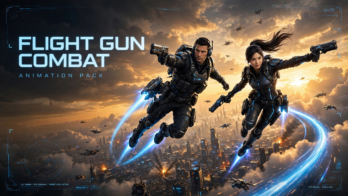 Flight Gun Combat Animation Pack