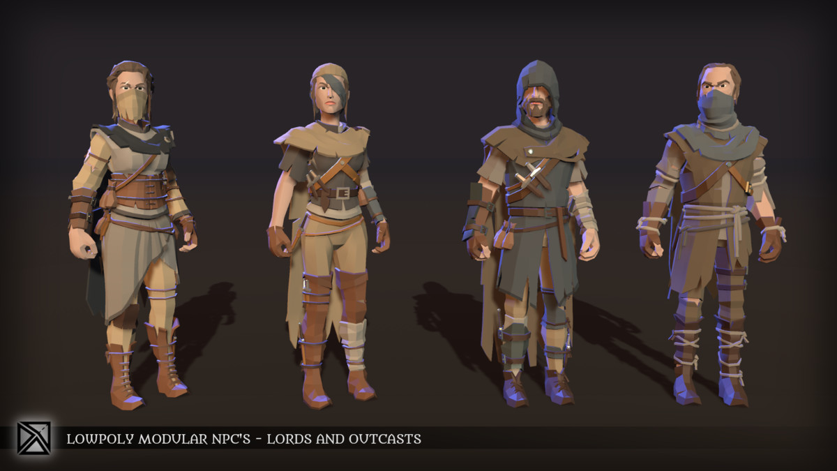 Low Poly Modular NPCs – Lords & Outcasts- LOWPOLY MEDIEVAL FANTASY SERIES