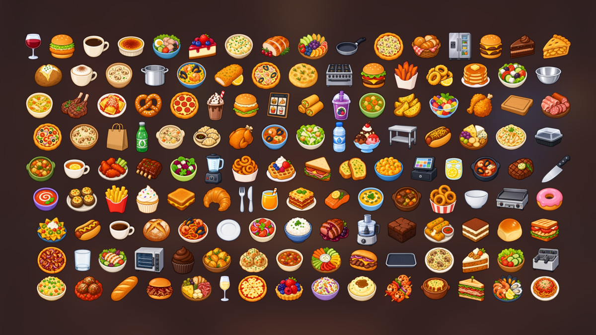 Restaurant Food Cooking Kitchen Cafe Fast Food Meal Icons Pack
