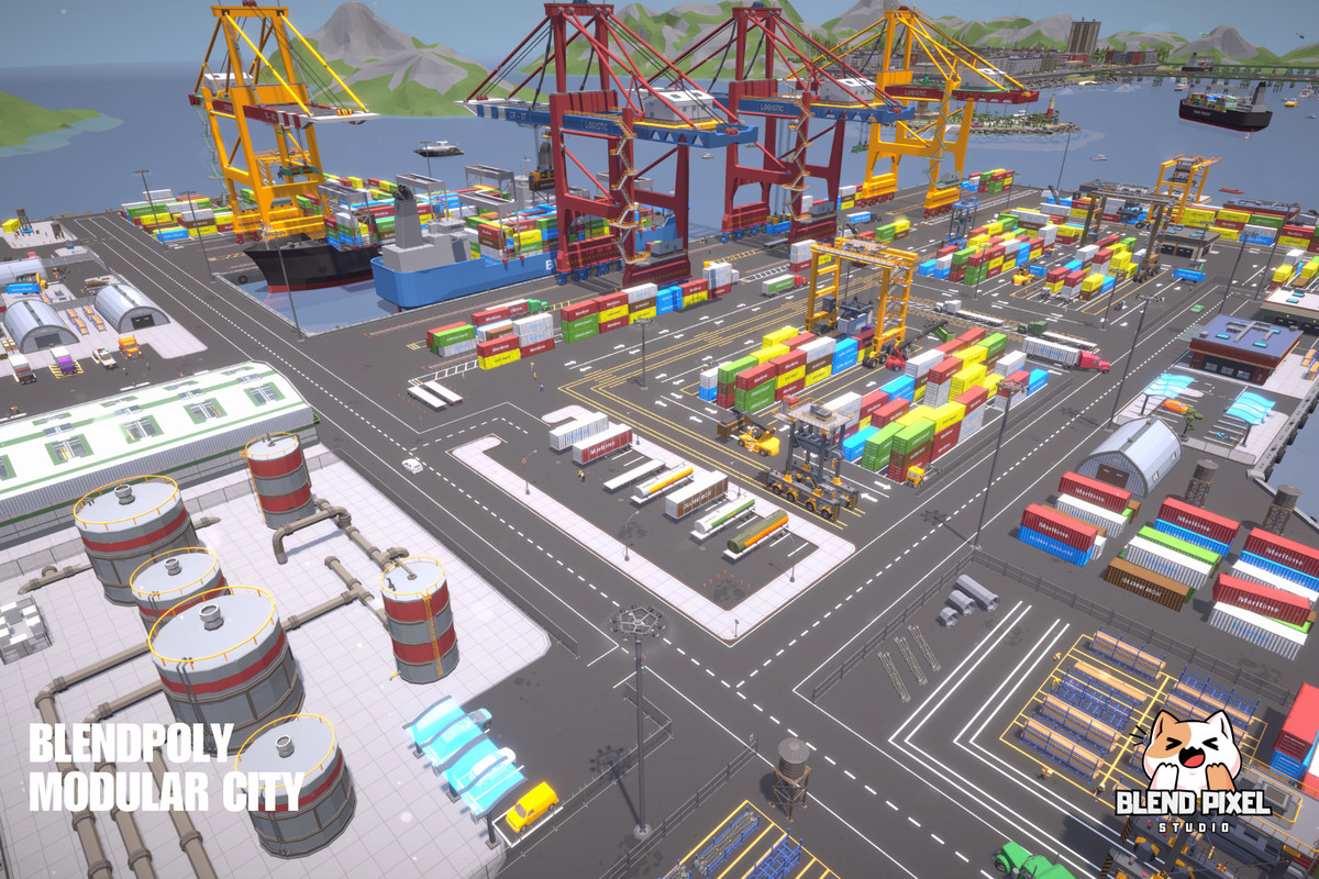 BlendPoly Modular City - Low Poly Assets