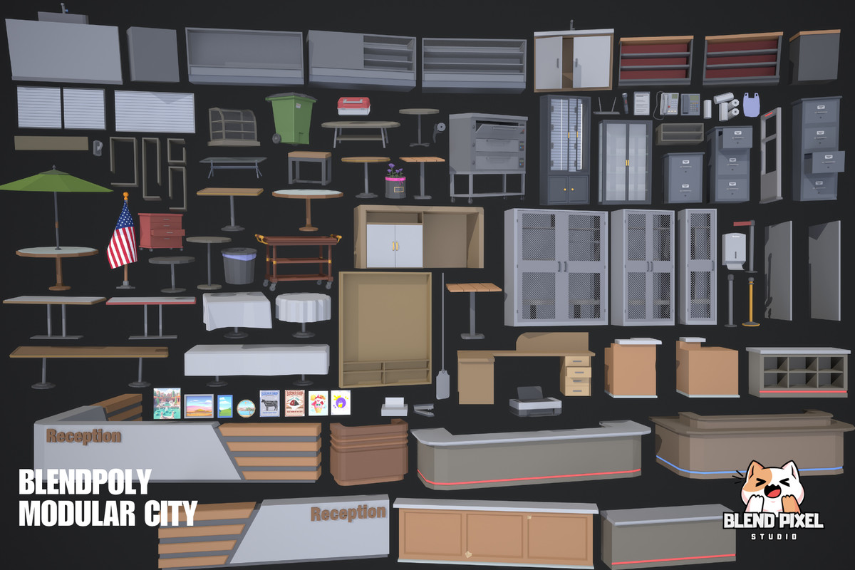 BlendPoly Modular City - Low Poly Assets