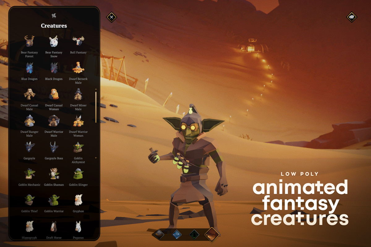 Low Poly Animated Fantasy Creatures