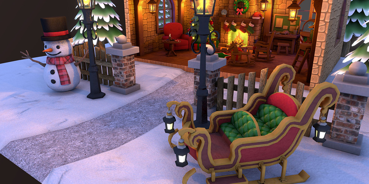 45+ Christmas Cabin & Toy Workshop 3D Game Ready Lowpoly 3D Asset Pack