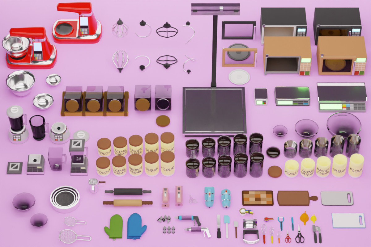 Low-Poly Bakery Props