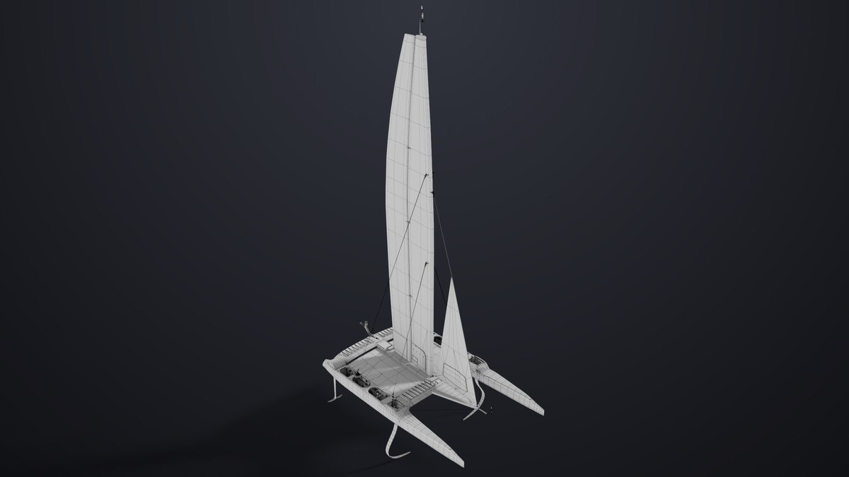 Yacht Hydrofoil Sailing Boat 02 Black URP HDRP Textures