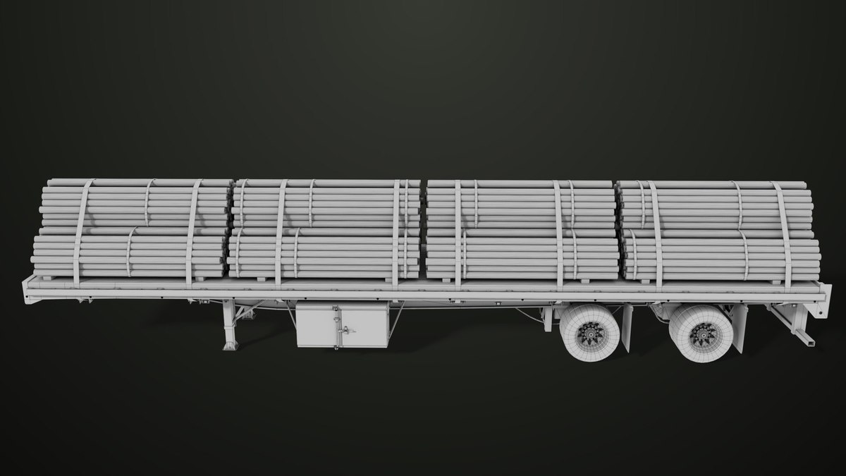 Flatbed Trailer with 7 Loads Single Mat URP HDRP Textures