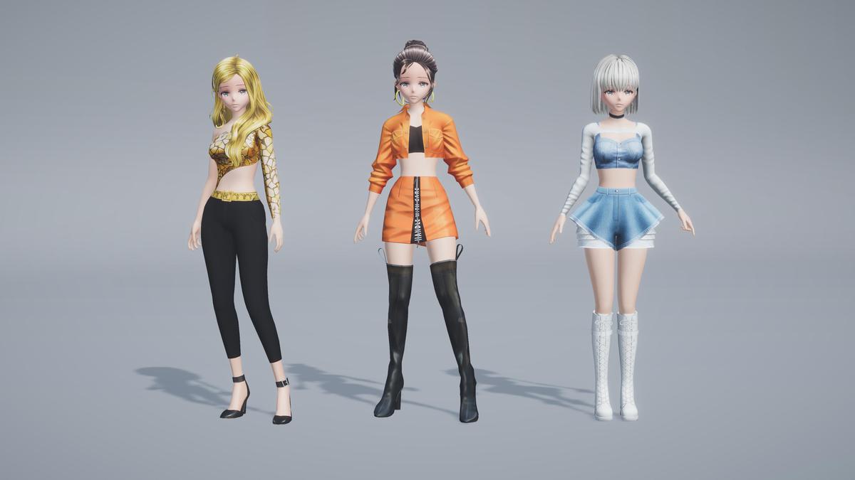 Modular Anime Female Character - Combo 4 (3 outfit)