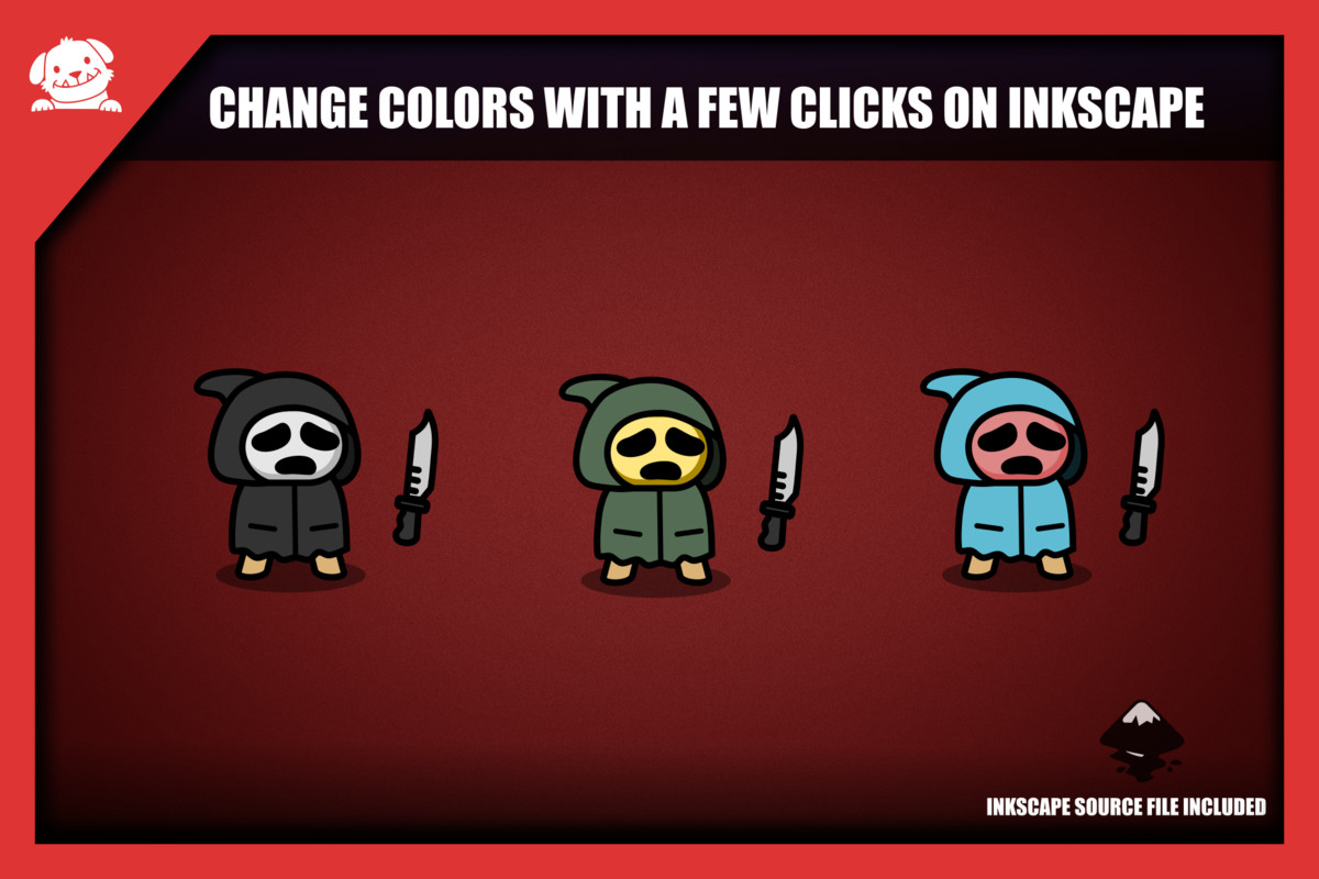 Simple 2D Cute Horror Characters Pack 1