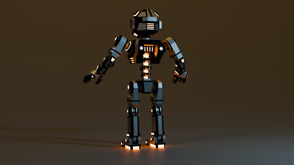 Sci-Fi Robot X-26.2 low-poly stylized