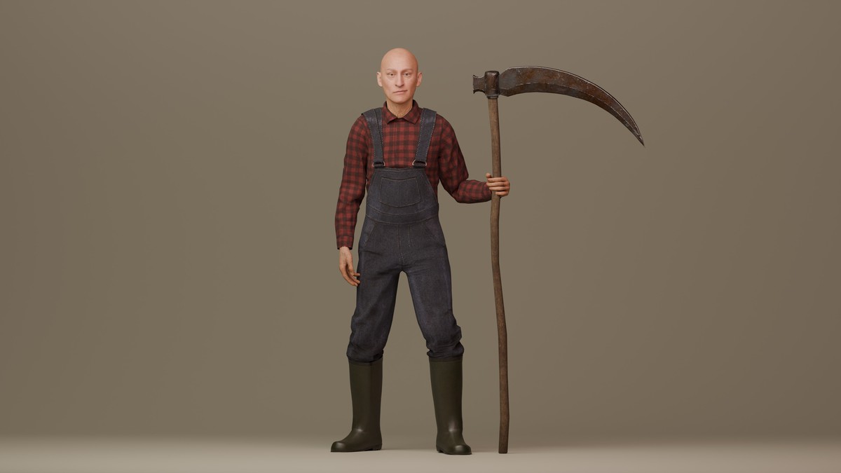 Farmer with scythe