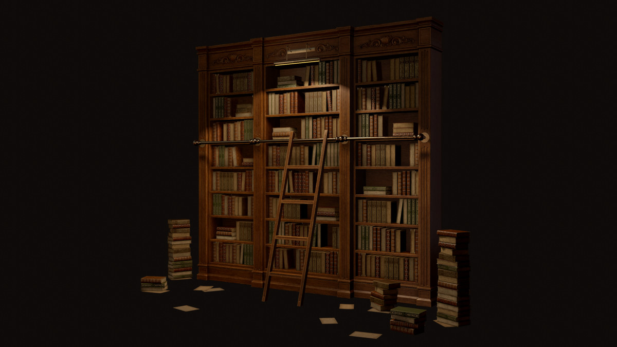 Vintage Bookcase, Books, Papers