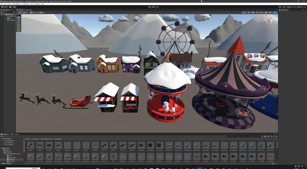 Stylized Lowpoly Winter City Asset Pack