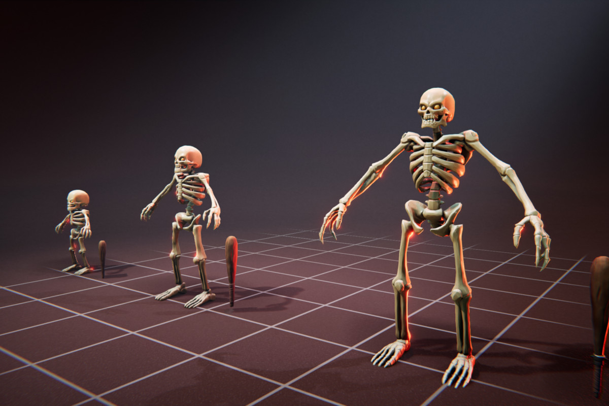 Basic Skeleton - 3 Characters + Animations
