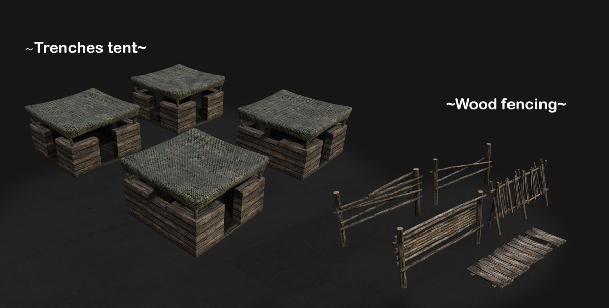 3D World War II Trenches Set
