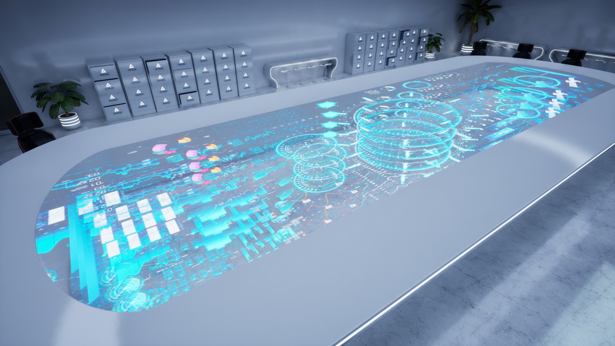 Futuristic Conference Room – Sci-Fi interior meeting hub