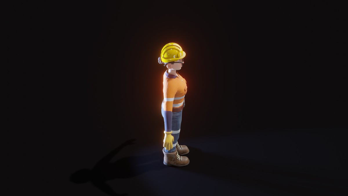 Stylized Female Worker 3D Model – Animated & Customizable (Game-Ready, Built-In)
