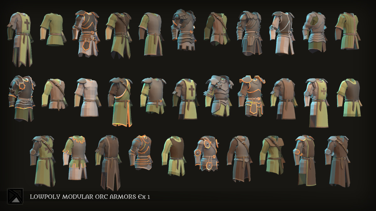 Low Poly Orc Modular Armors Bundle - LOWPOLY MEDIEVAL FANTASY SERIES