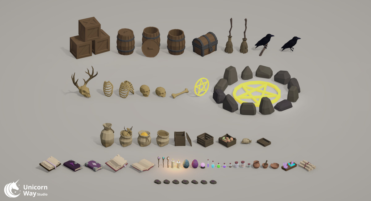 Fantasy Witch Village - Low Poly Stylized Pack