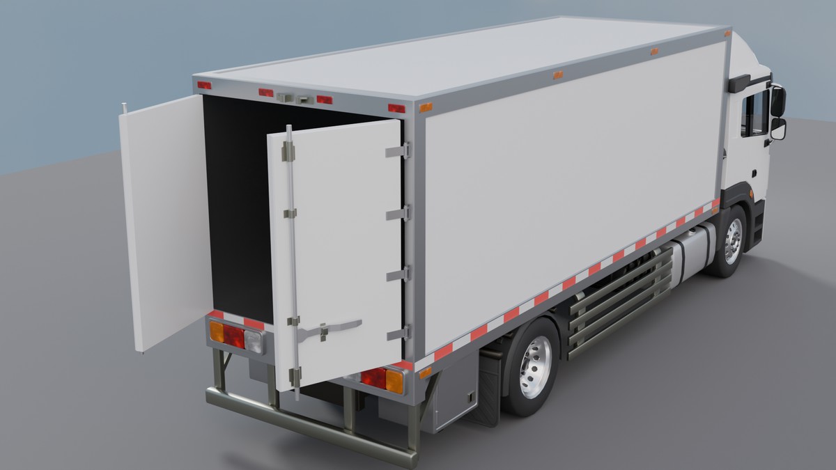 Cargo Box Truck 3D Model – Game Ready Interior, Openable Doors & Custom Branding