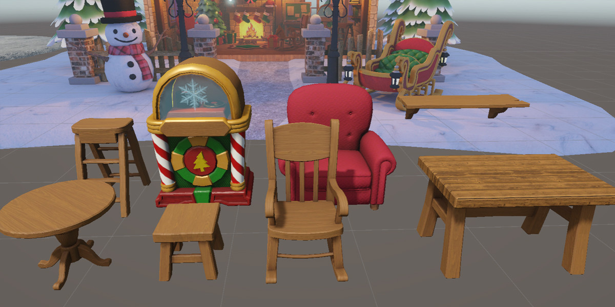 45+ Christmas Cabin & Toy Workshop 3D Game Ready Lowpoly 3D Asset Pack