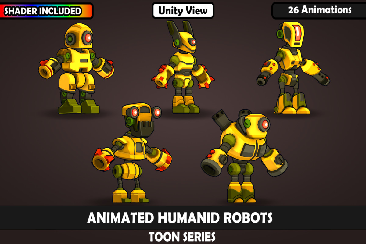 Animated Toon Robot Characters Vol. 2 – 5 Stylized Robots