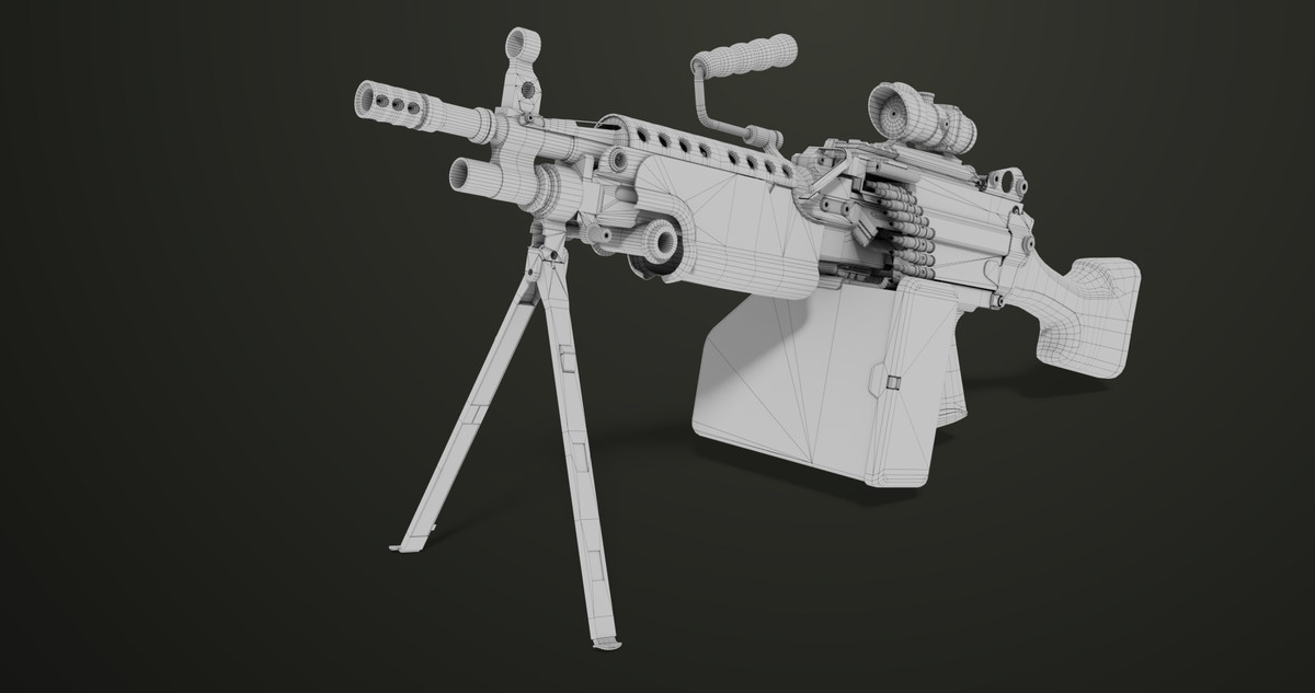 Machine Gun Sandal and Black Ammo Box URP HDRP Textures