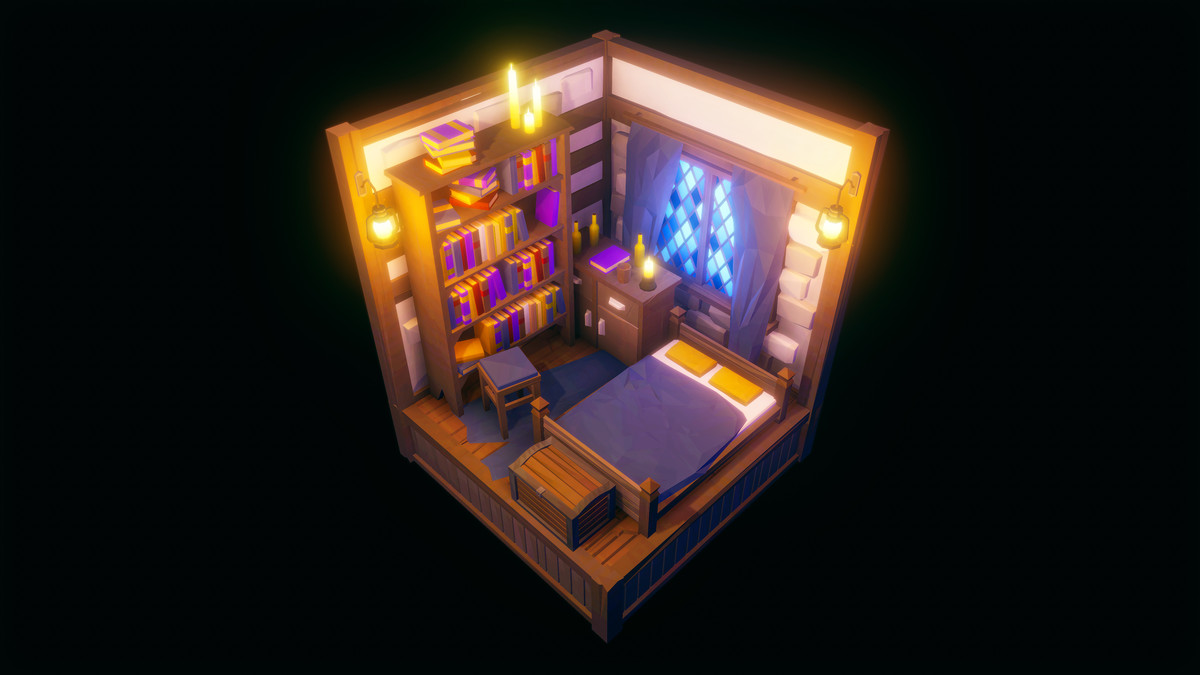 Low Poly Medieval Interior and Constructions