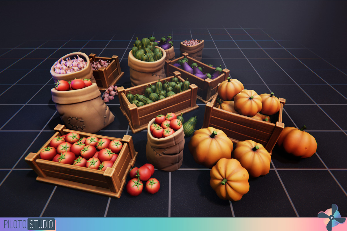Food Assets Pack - Rice, Wheat, Pumpkin, Fruits