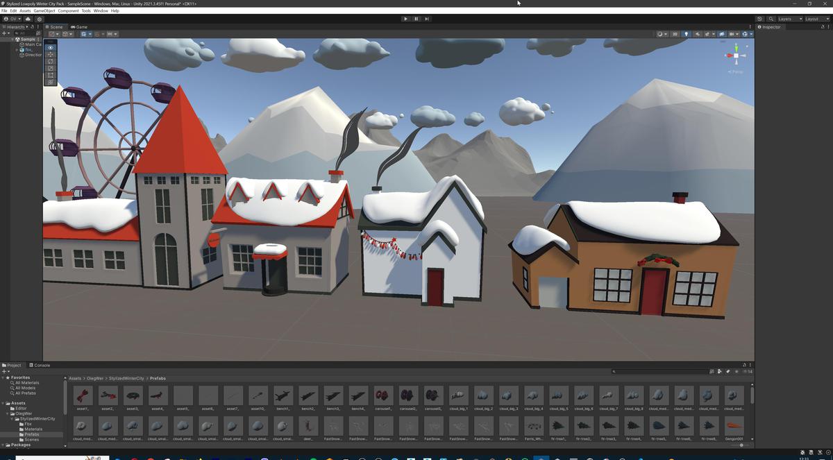 Stylized Lowpoly Winter City Asset Pack