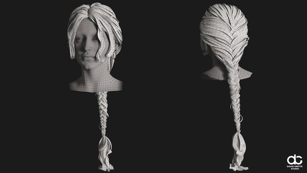 Realistic female hairstyles, pack #2 | Rigged hair, game-ready, low-poly