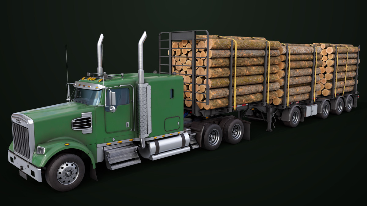 Truck 07 Log Trailer with All Loads Collection
