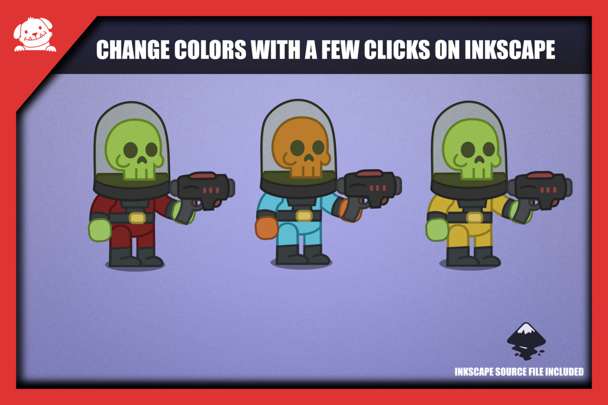 2D Cartoon Sci-Fi Space Enemy Characters